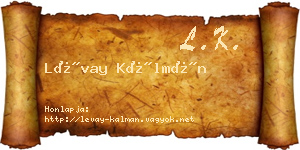 Lévay Kálmán névjegykártya