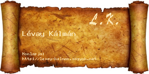 Lévay Kálmán névjegykártya